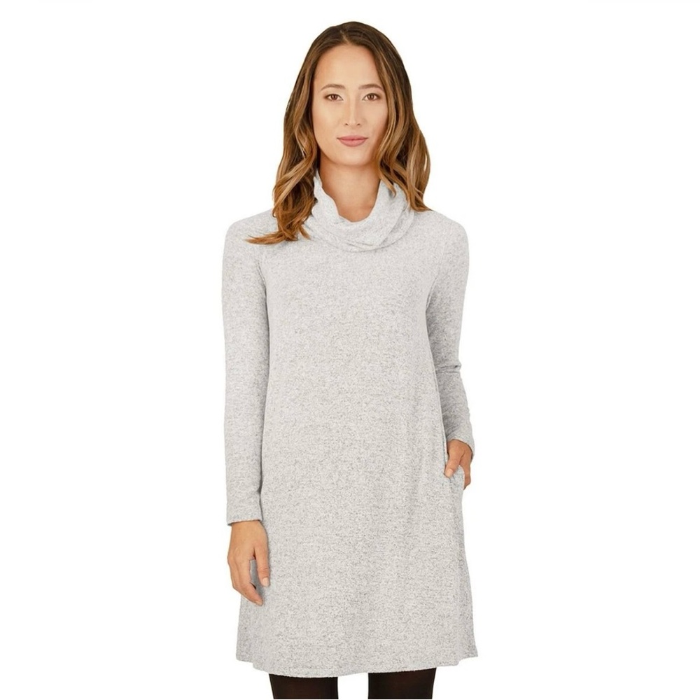 Apt. 9 Long Sleeve Cowlneck Rib Swing Dress Soft Stretchy Gray Size 2X New